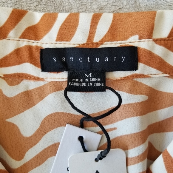 Sanctuary Orange and White Zebra Print Button Down Shirt - Picture 4 of 10